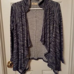 Hollister Blue Marled Hoodie Draped Cardigan